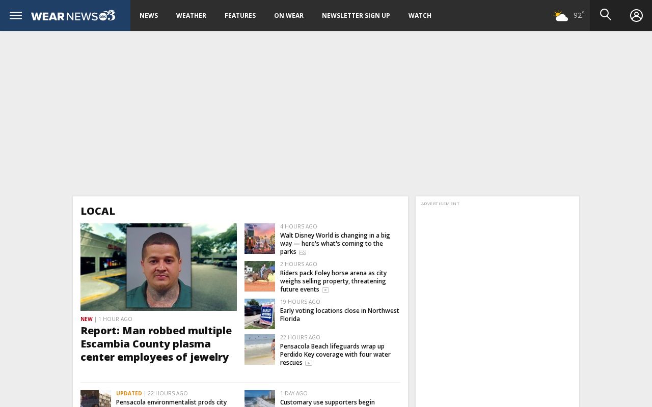 WEAR local Escambia County crime news and mugshot coverage page